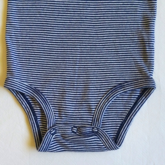 carter's navy striped flutter sleeve bodysuit diaper shirt 18 months baby girl - Picture 4 of 6